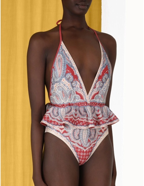 Spliced Cutout One-Piece Swimsuit