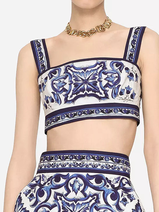 Blue Print Fashion T-Shirt and Skirt