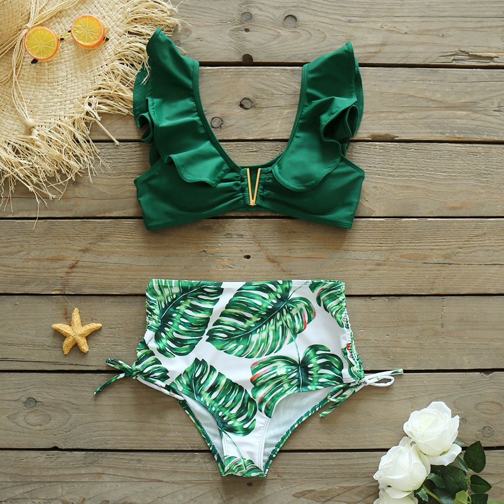 Sexy Ruffle Bikini Swimsuit Push Up