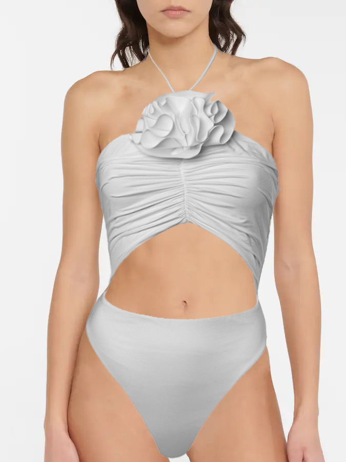Palma Fleur - One-Piece Swimsuit with 3D Floral Detail and Wrap Tie