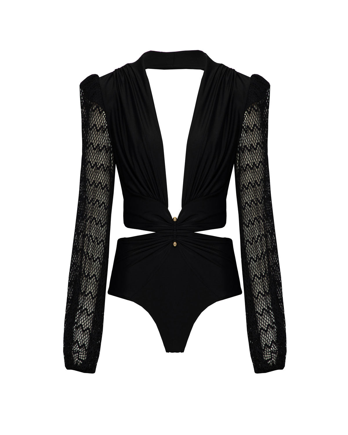 Plunge Netted One Piece Set