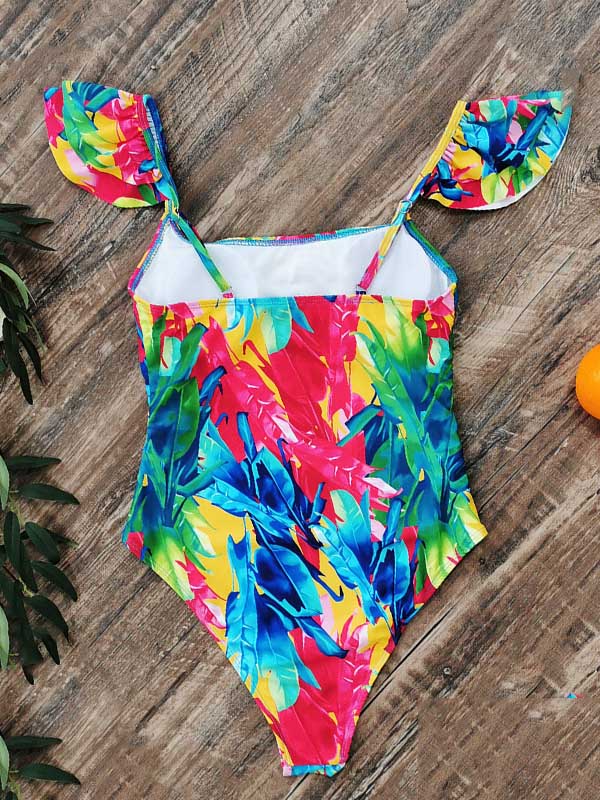 Sleeveless Tie-Dyed Padded Swimwear