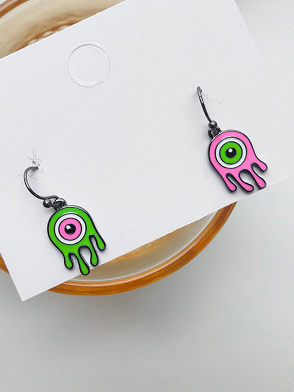 Asymmetrical Eye Contrast Color Donut Fashion Personality Earrings
