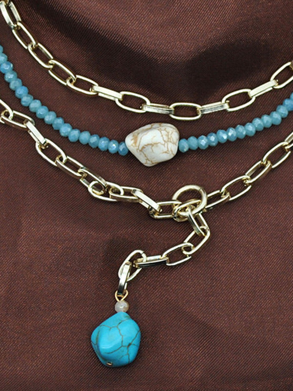 Gold Punk Bohemian Beads Multilayer Necklace