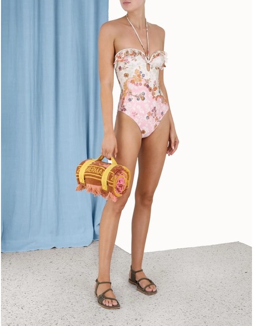 Wire Frill Halter One Piece