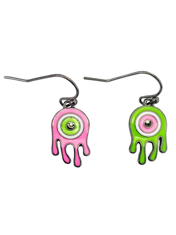 Asymmetrical Eye Contrast Color Donut Fashion Personality Earrings