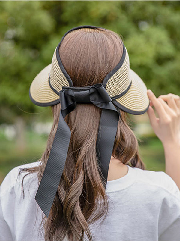 Solid Color Sunscreen Straw Woven Breathable Foldable Cap