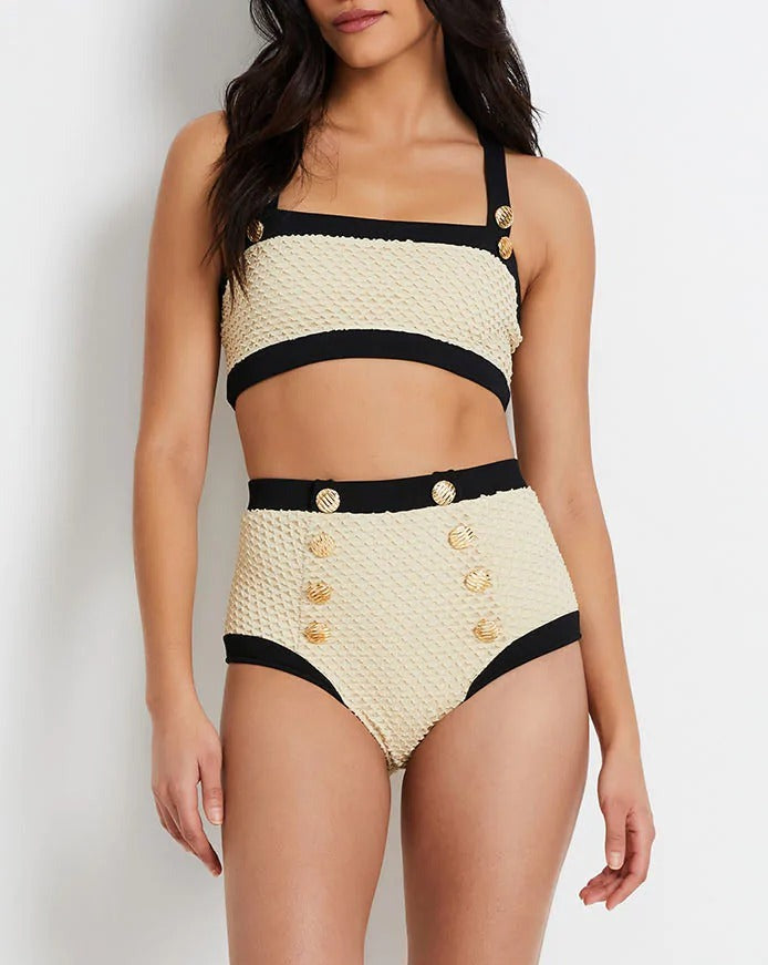 Textured Lycra Crop Bikini Sets