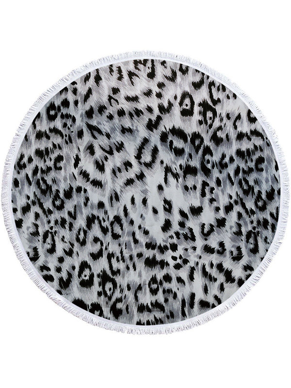Stylish Animal Printed Round Shape Tasseled Soft Beach Mat