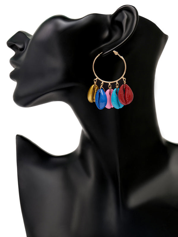 Fashion Colorful Shell Circle Ethnic Earrings