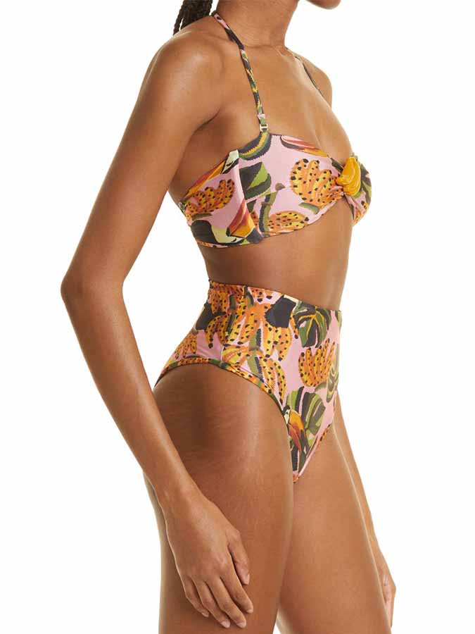Fashion Colorblock Print Swimsuit Set