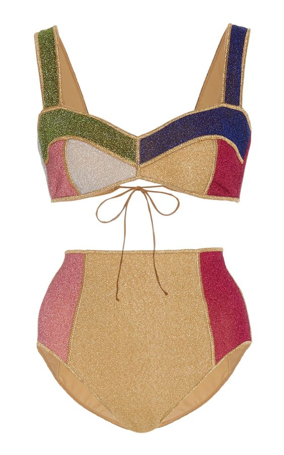 Color Block High Waist Bikini Swimsuit