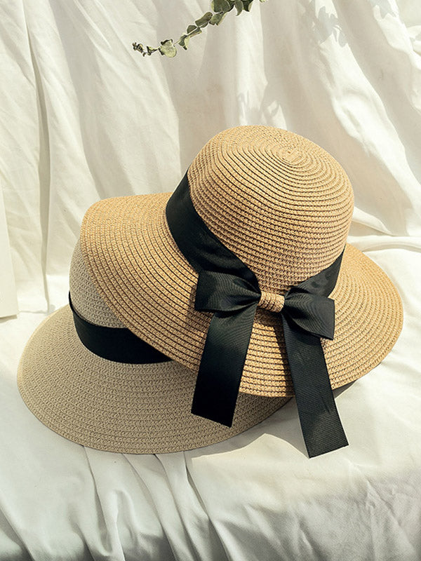 Sunscreen Straw Bow-Knot Woven Breathable Foldable Beach Hat