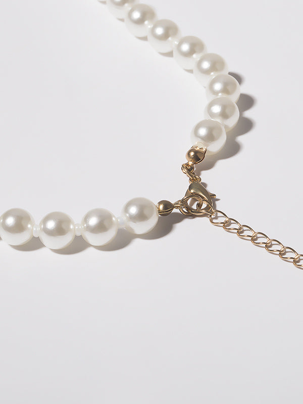 Simple Single-Layer Geometric Round Bead Scallop Necklace