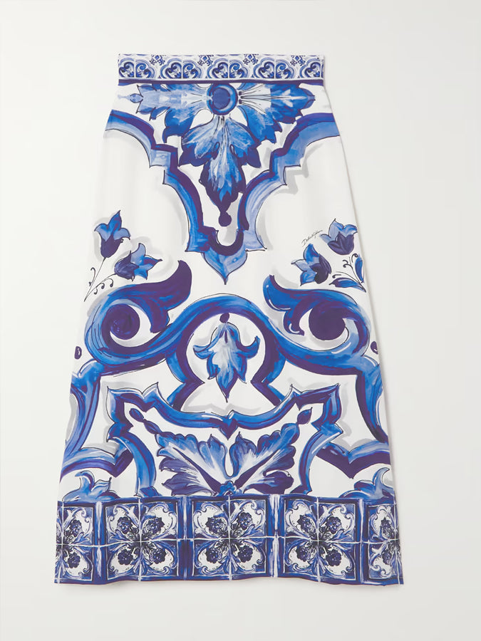 Blue Print Fashion T-Shirt and Skirt