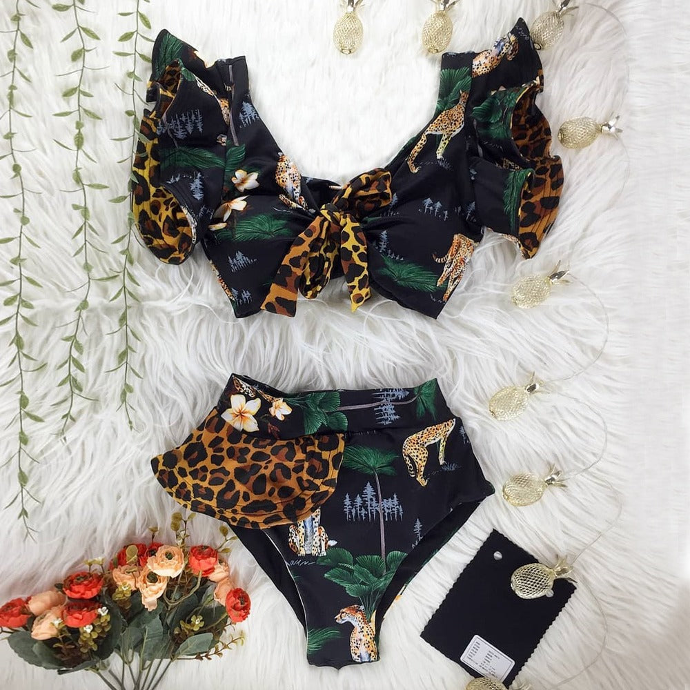 Ruffle Leopard Swimsuit