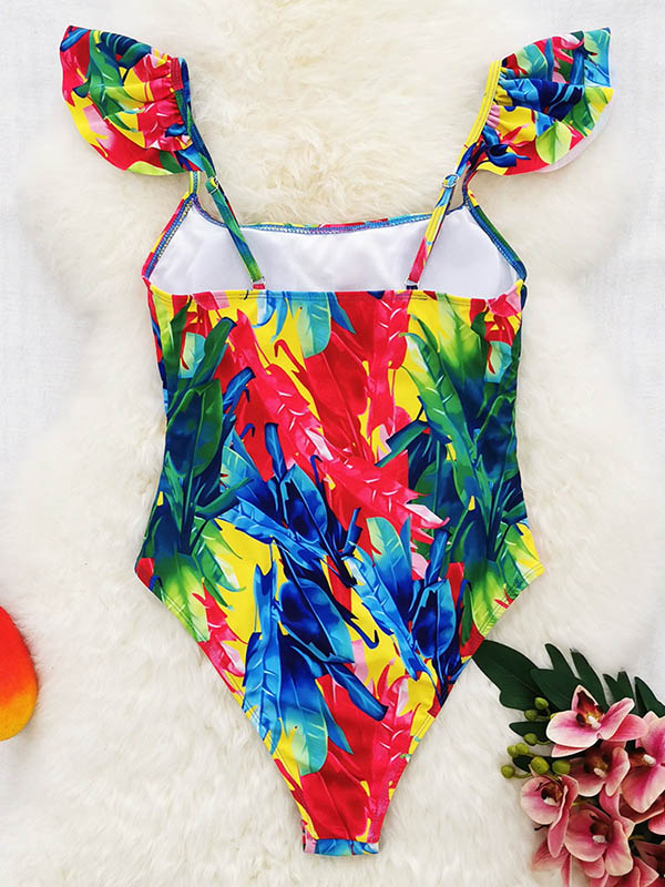 Sleeveless Tie-Dyed Padded Swimwear