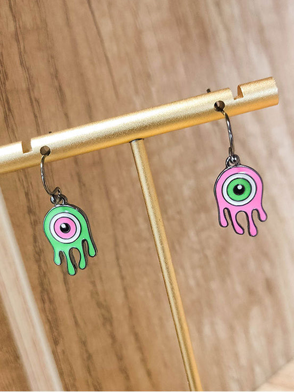 Asymmetrical Eye Contrast Color Donut Fashion Personality Earrings