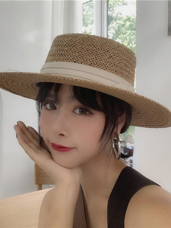 Leisure Sun-Protection Flat Straw Hat