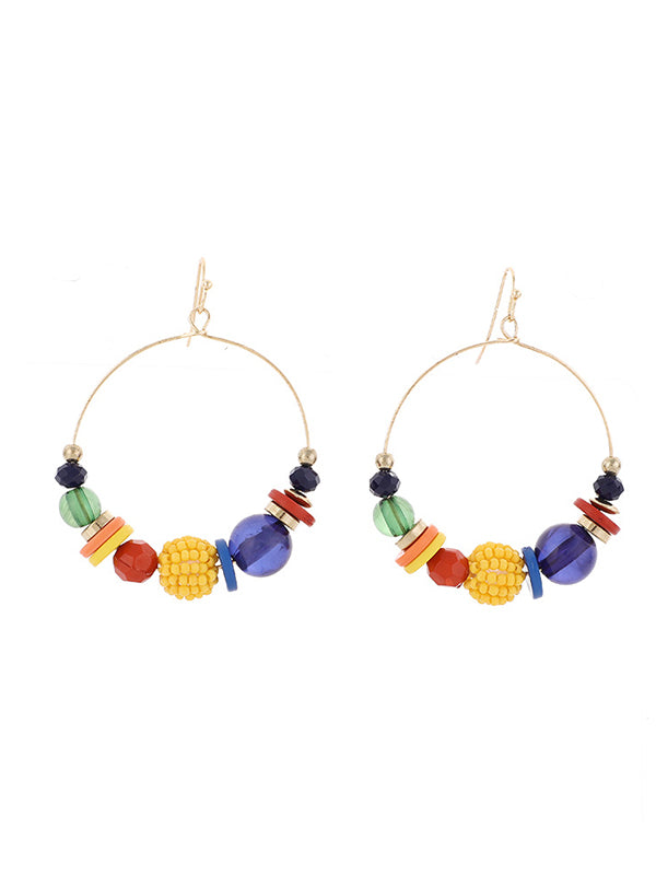 Fashion Mixed Color Beaded Decorate Big Earrings