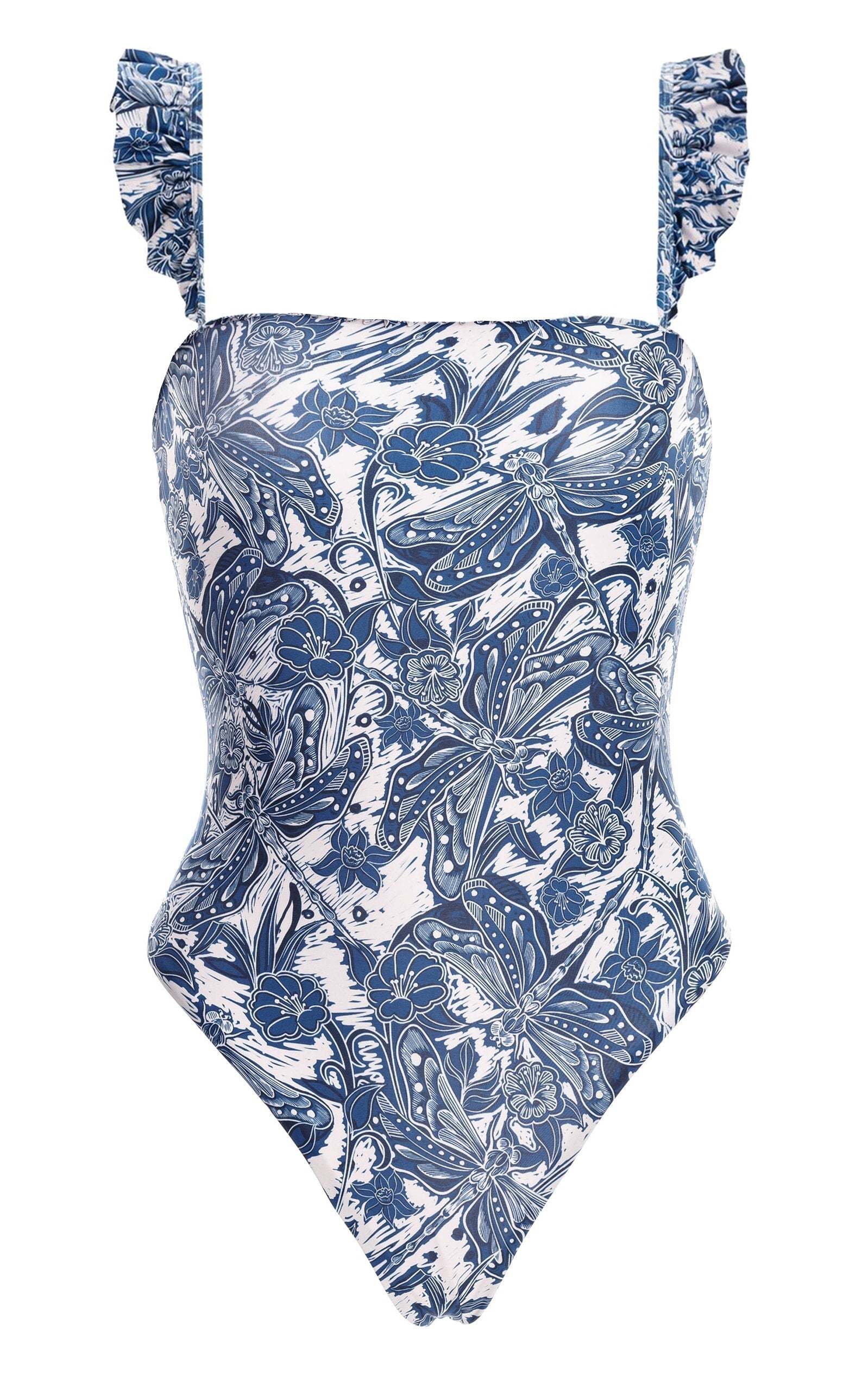 Blue Dragonfly Printed Swimsuit and Skirt