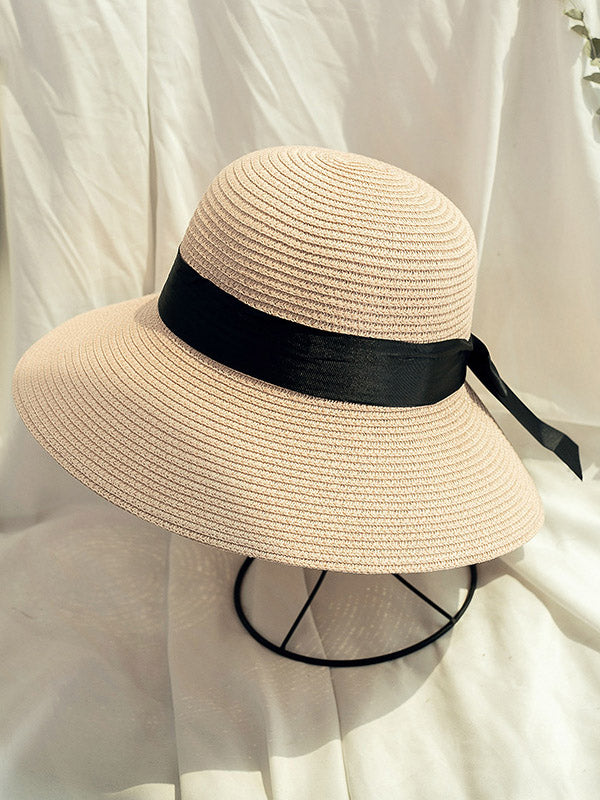 Sunscreen Straw Bow-Knot Woven Breathable Foldable Beach Hat