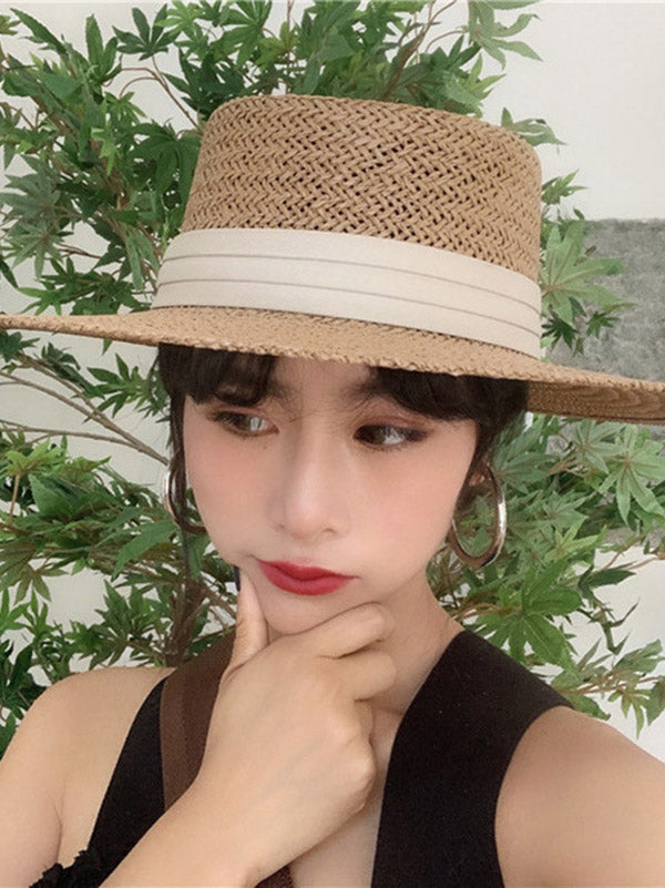 Leisure Sun-Protection Flat Straw Hat