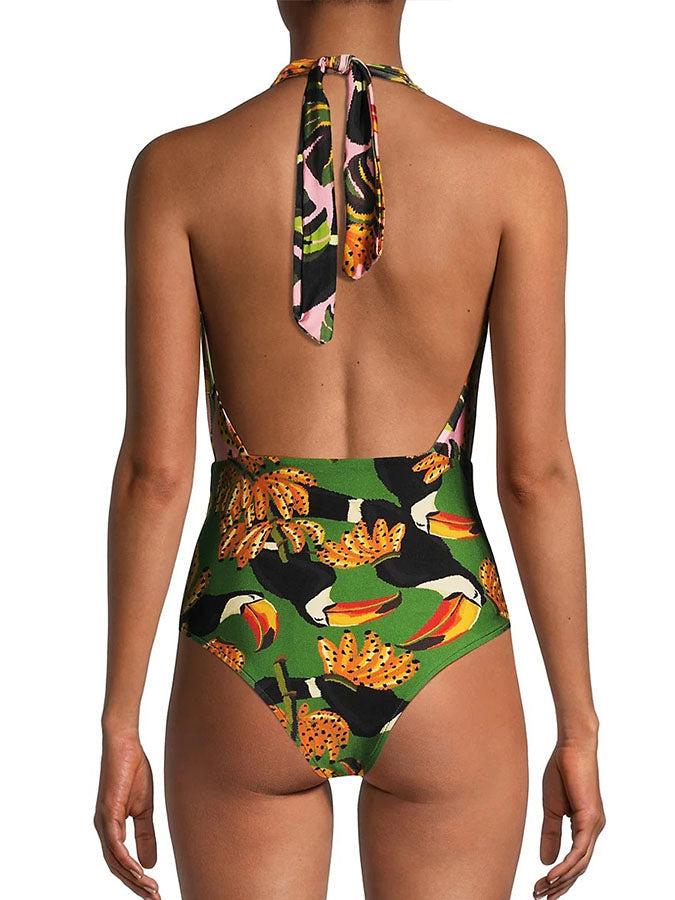 Fashion Colorblock Print Swimsuit Set