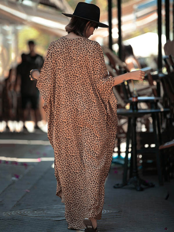 Animal Printed Loose Pocket Beach Cover-Up
