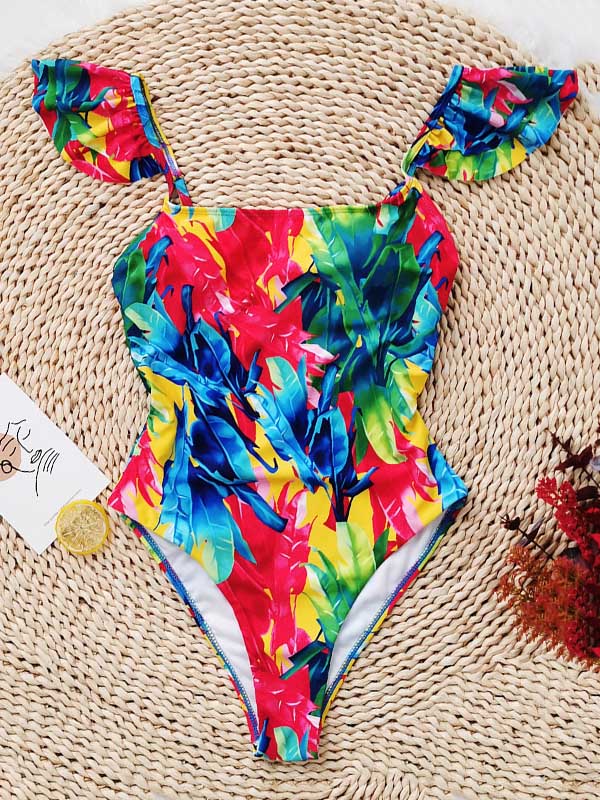 Sleeveless Tie-Dyed Padded Swimwear