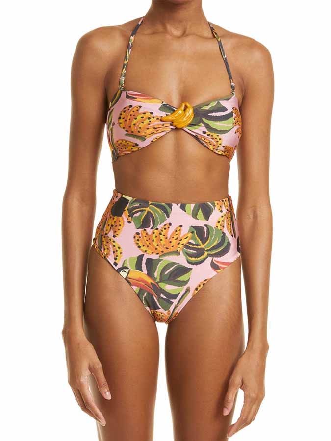 Fashion Colorblock Print Swimsuit Set