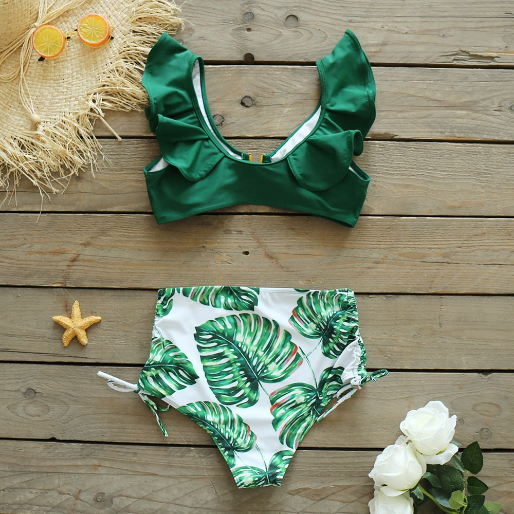 Sexy Ruffle Bikini Swimsuit Push Up