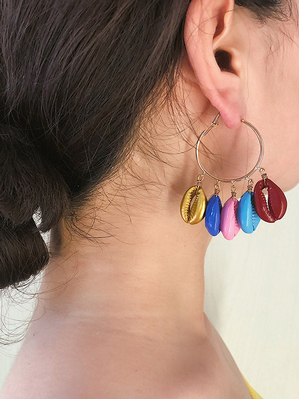 Fashion Colorful Shell Circle Ethnic Earrings