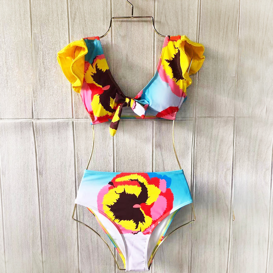 Ruffle Graphic Bikini Swimsuit