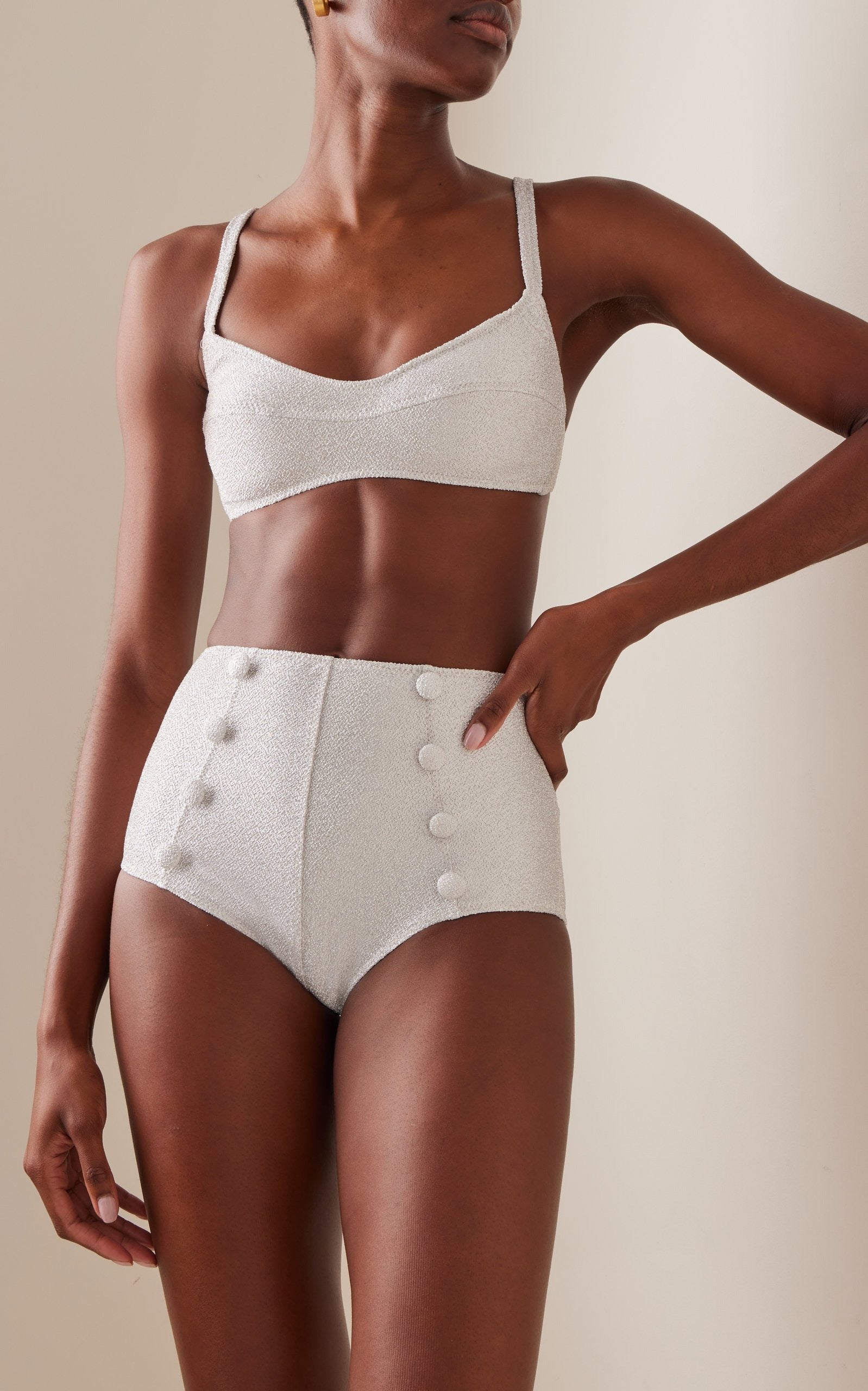 Metallic Jacquard Balconette High-Rise Bikini