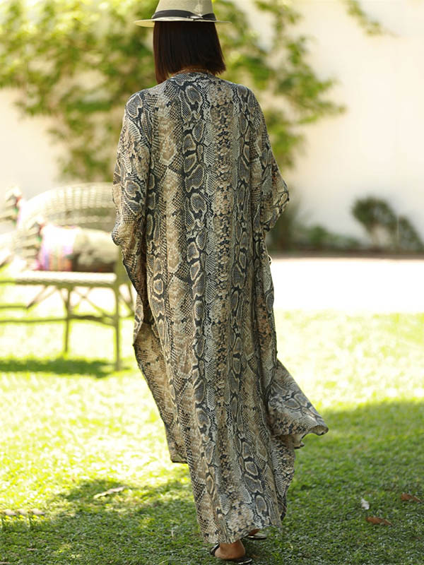 Animal Printed Loose Pocket Beach Cover-Up