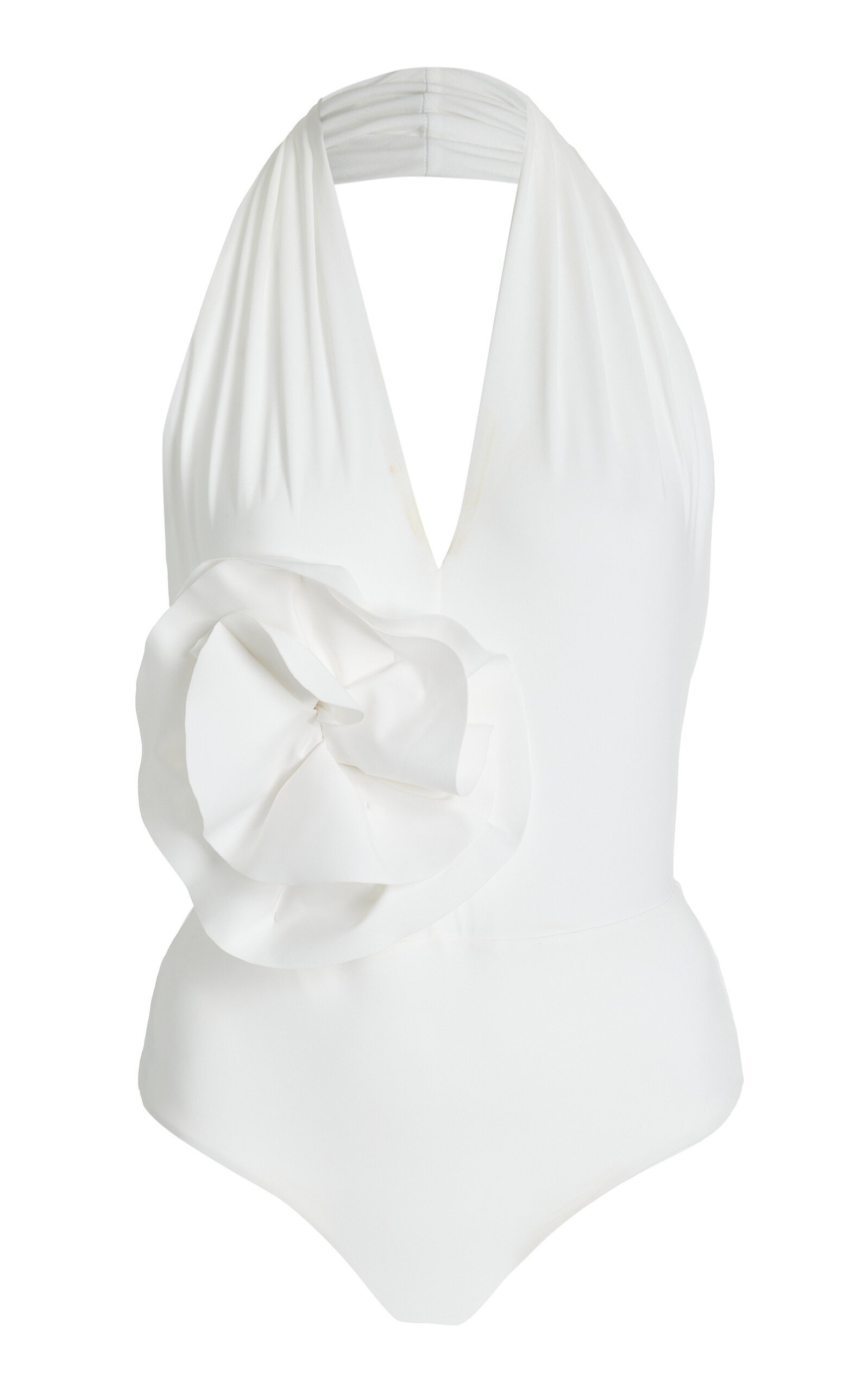 3D Flower Solid Color One-Piece Swimsuit