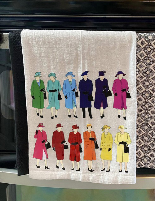 Queen Elizabeth Rainbow Tea Towel