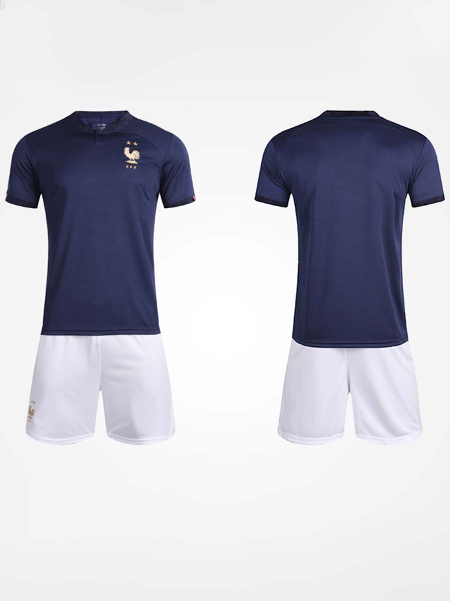 French Football Short Sleeve T-Shirt and Shorts Set