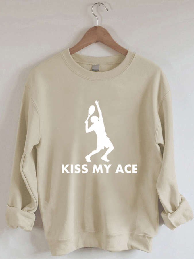 Kiss My Ace -  Casual Round Neck Sweatshirt
