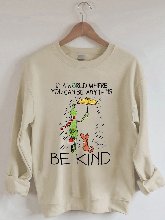 Be kind Grinch long-sleeve crewneck sweatshirt