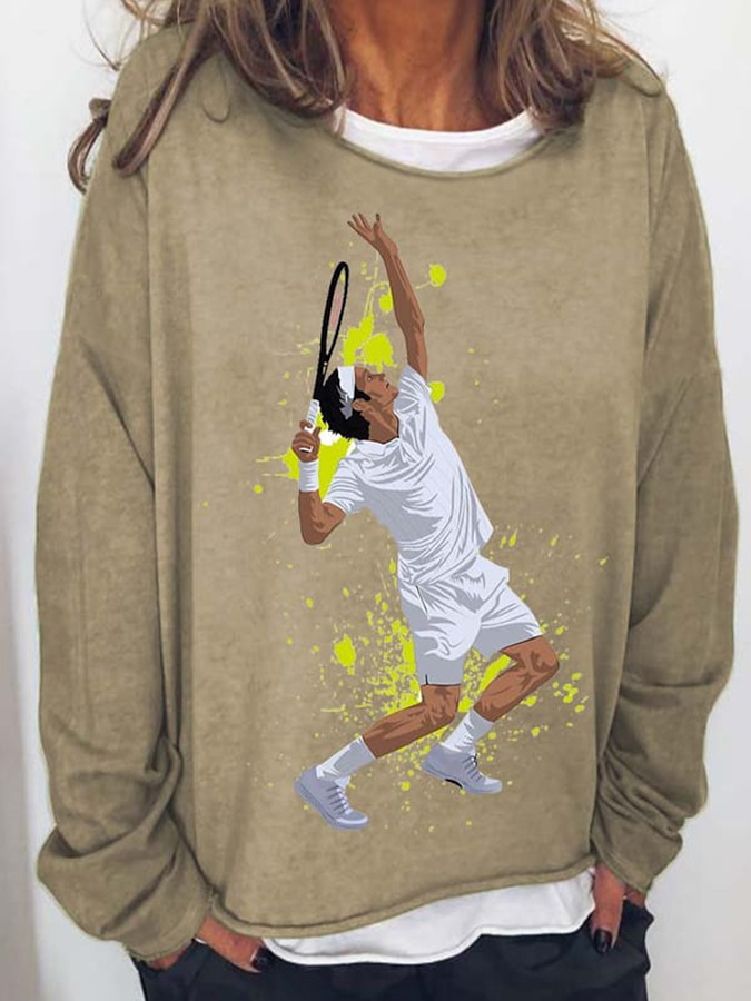 Greatest Tennis Player Print Casual Sweatshirt