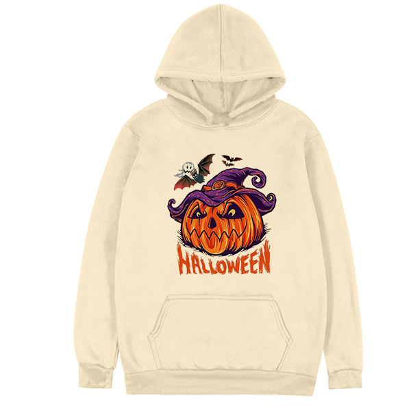 Halloween Fun Print Big Pumpkin Letter Loose Hoodie Sweatshirt