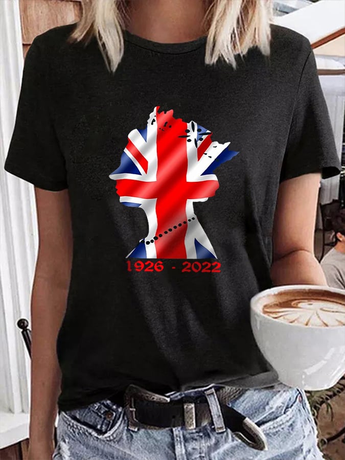 Women's Memorial Queen Of England Casual Print T-Shirt