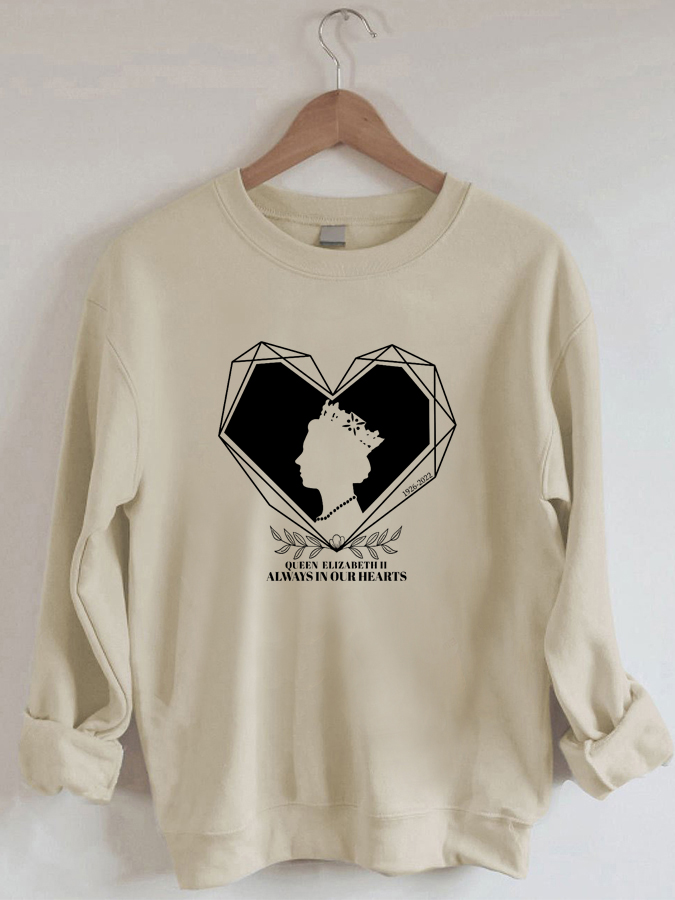 Queen Elizabeth Casual Round Neck Sweatshirt
