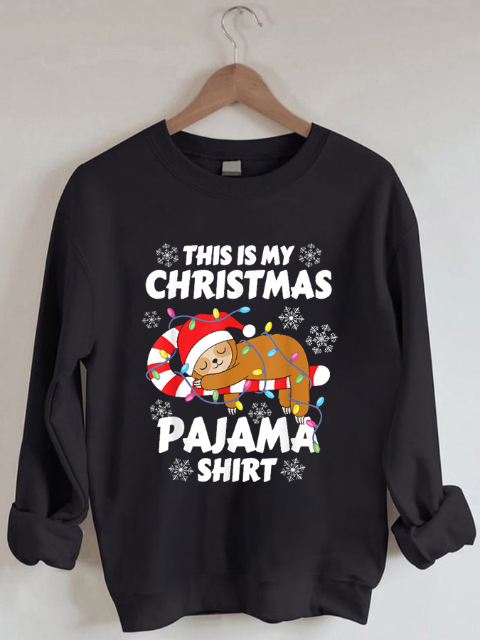Christmas Casual Cartoon Print Crew Neck Sweatshirt