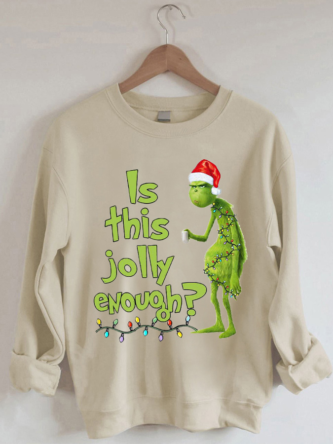 Christmas Grinch Printed Casual Crewneck Sweatshirt
