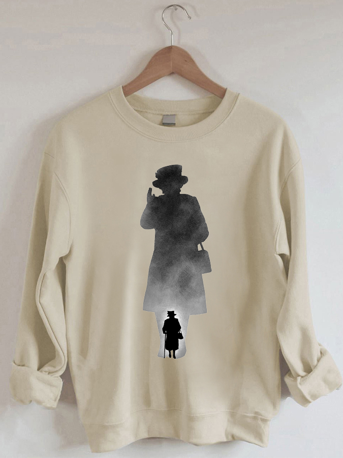 Commemorative Queen Elizabeth Print Long Sleeve Sweatshirt