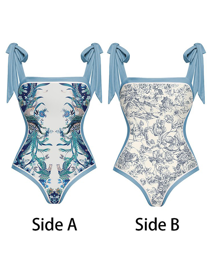 Fashion Print Reversible One-Piece Swimsuit