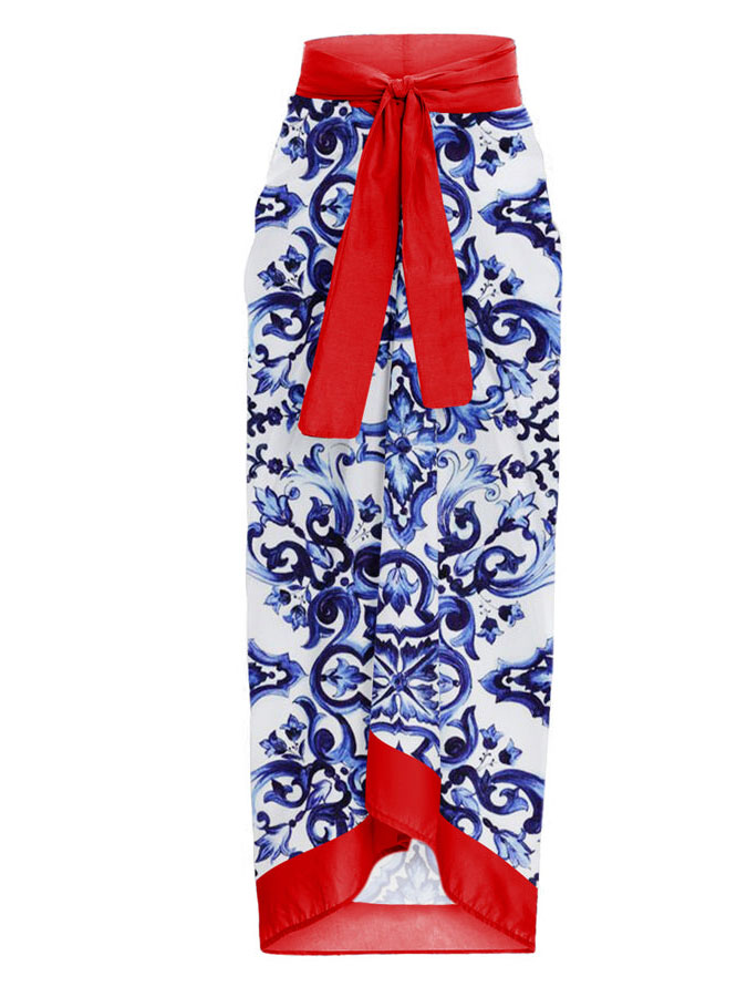 Fashion Colorblock Print Swimsuit